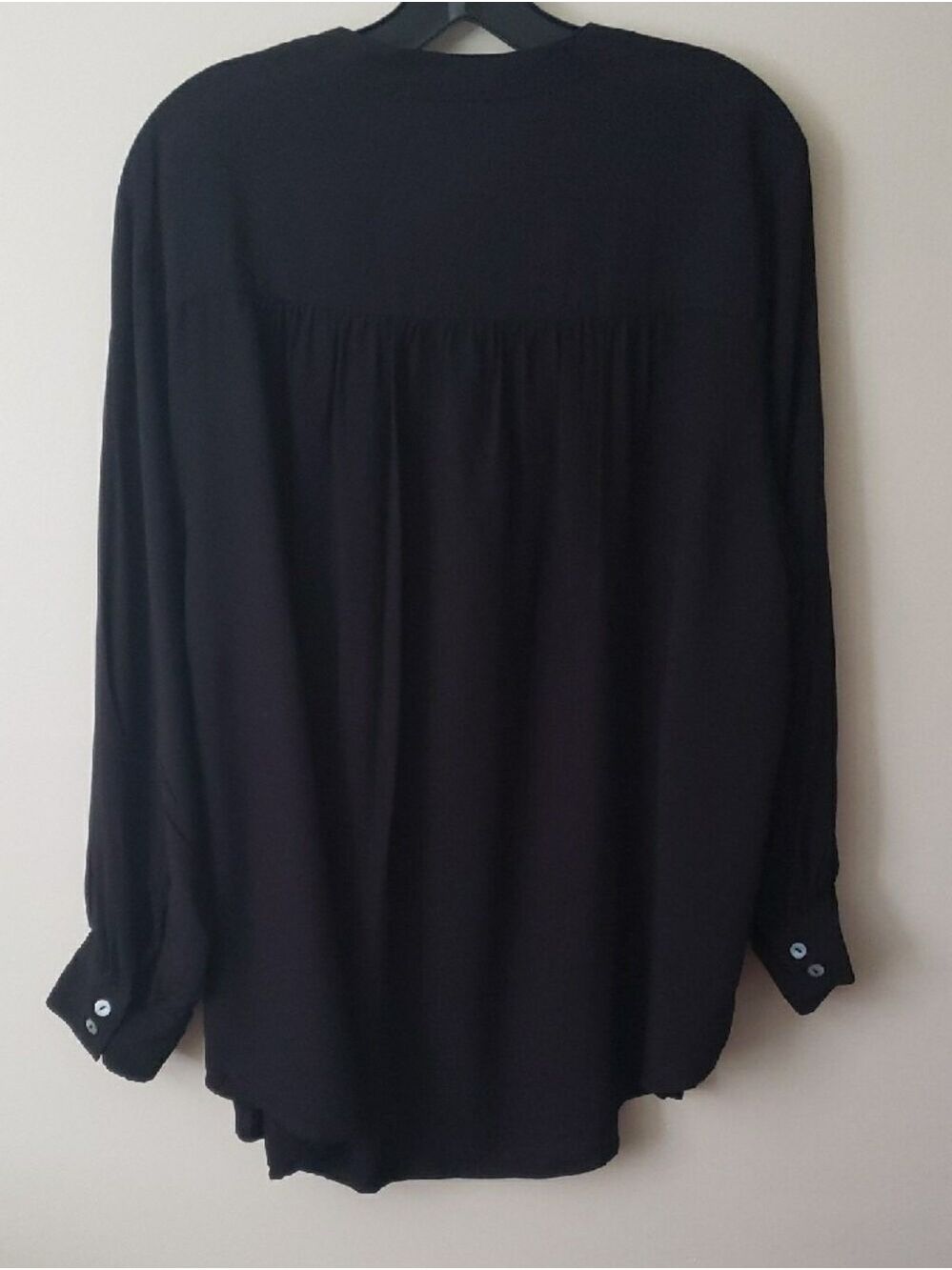 Jane and Delancey Black Long-Sleeve Henley Blouse - Picture 6 of 8